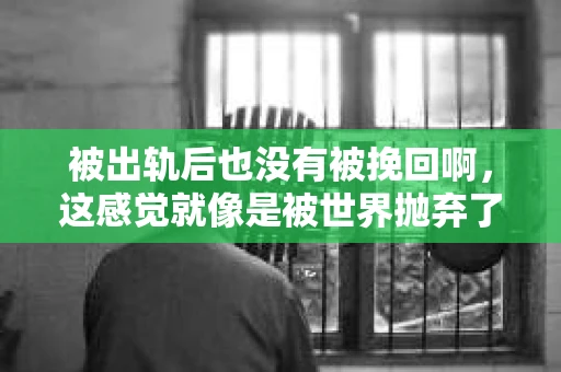 被出轨后也没有被挽回啊，这感觉就像是被世界抛弃了一样。我曾经也经历过这样的事情，那种心如刀割的痛，至今仍记忆犹新。今天，我想和大家聊聊这个话题，希望能给那些正在经历或者曾经经历过类似痛苦的人一些安慰和帮助。