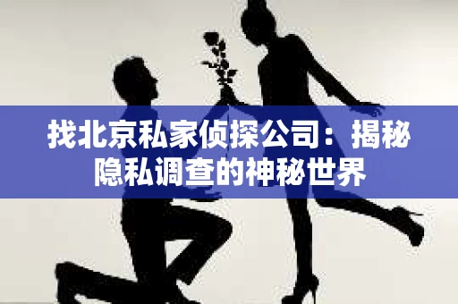 找北京私家侦探公司：揭秘隐私调查的神秘世界